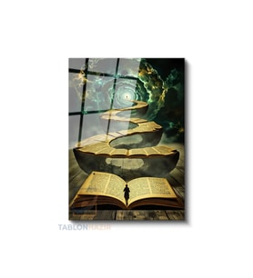 Dikey Cam Tablo Salon Duvar Tablosu Dikey Cam Uzay Ve Kitap Yeni Ev Hediyesi Ofis Tablosu