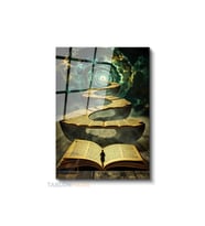 Dikey Cam Tablo Salon Duvar Tablosu Dikey Cam Uzay Ve Kitap Yeni Ev Hediyesi Ofis Tablosu