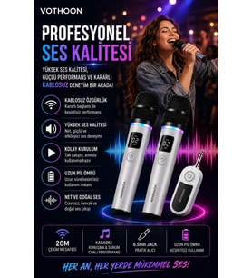 Kablosuz Karaoke Çift Mikrofon 6.5 Mm Sahne Parti Düğün Aktivite Amfi Hoparlör