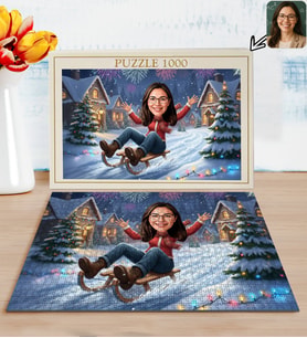 BK Gift Kişiye Özel Kadın Yılbaşı Karikatür Tasarımlı 1000 Parça Profesyonel Puzzle-7, 1000 Puzzle, Yeni Yıl Hediyesi, Yılbaşı Hediyesi