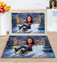 BK Gift Kişiye Özel Kadın Yılbaşı Karikatür Tasarımlı 1000 Parça Profesyonel Puzzle-7, 1000 Puzzle, Yeni Yıl Hediyesi, Yılbaşı Hediyesi