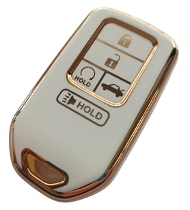 Honda Civic Accord Uyumlu Smart Anahtar Kılıfı Kumanda Kılıfı Oto Anahtarlık Beyaz Gold
