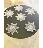 6'lı Dantel Kahve Sunumluğu 15x15 cm Asorti Desenli Fincan Altlığı Şık Sunum Seti