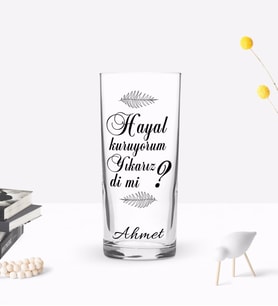 BK Gift Kişiye Özel Renkli Baskılı Hayal Kuruyorum Yıkarız Dimi Tasarımlı Rakı Bardağı-1 (Beyaz)