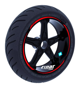 Bayrak Kırmızı 4 Parçalı Keskin Jant Şeridi Sticker Çınar Extreme