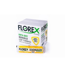 Florex 40 Litre Büzgülü Limon Kokulu Sarı Çöp Torbası Poşeti / 55 x 60 Cm. - 10x25 Rulo / Koli