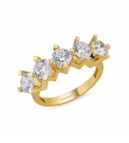 5 Taş Yüzük Sarı Altın Swarovski (Çok Renkli)