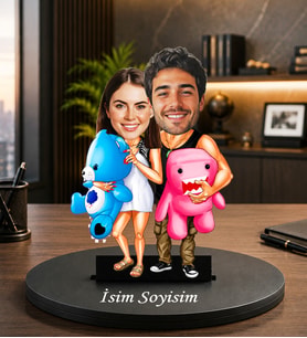 Kişiye Özel Sevgiliye Özel Karikatürlü Ayıcık Biblo Kişiye Özel Çift Romantik Sevgili Hediyesi