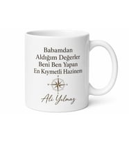 Babamdan Aldığım Değerler Yazılı Kupa Bardak Babalar Günü Hediye