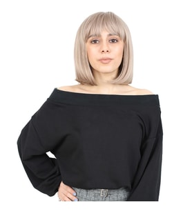Kısa Küt Perçemli Fiber Sen Peruk / Küllü Bebek Sarı