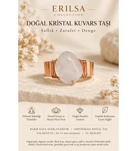 Sertifikalı Kristal Kuvars Taşı Doğal Taş Yüzük Bakır Kasa Ayarlanabilir