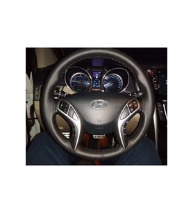 Dikişli Deri Direksiyon Kılıfı Damarlı Siyah Deri Siyah Dikişli Hyundai I30 Icin Hızlı Kargo
