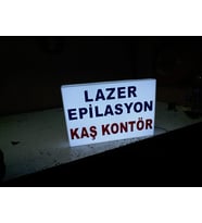 Lazer Epilasyon Salonu Yazılı Tabela 3D Led Neon Etkili Işıklı Tabela 30X45 CM Tek Taraflı