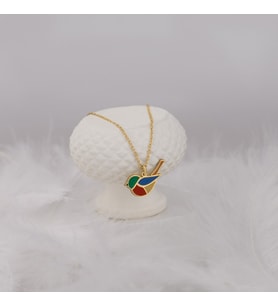 Mineli Origami Kuş Kolye (Gold)