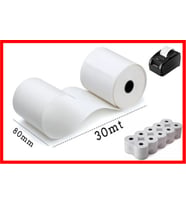 Termal Pos ve Adisyon Rulosu,Termal Yazıcı Kağıdı,Termal Bilgi Fişi 80 MmX 30 Mt (25 Paket) 250 Adet
