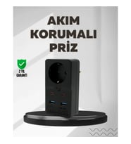 Mey İthalat® Tip Akım Koruma Prizi 10A 2500W USB Type C Destekli