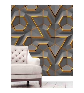 Dreamwall 3D Geometrik Şekil Desenli Silinebilir Tekstil Duvar Kağıdı (Çok Renkli)