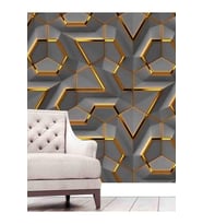 Dreamwall 3D Geometrik Şekil Desenli Silinebilir Tekstil Duvar Kağıdı (Çok Renkli)