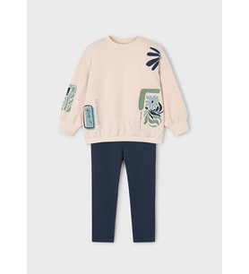Mayoral Kız Çocuk Sweatshirt Ve Tayt Takım Bej