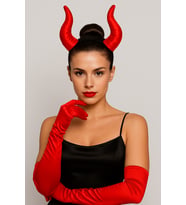 Halloween Cadılar Bayramı Taç Malefiz Kırmızı Çift Boynu Parti Kostümü Maleficent Taç