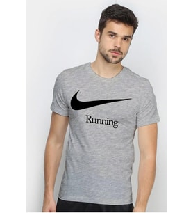 Nike Dri-Fit Running Erkek Gri Spor Tişört 
