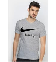 Nike Dri-Fit Running Erkek Gri Spor Tişört 