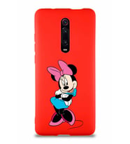 Xiaomi Redmi K20 Pro Soft Premier Kapak Minnie Mouse-D Tasarımlı Silikon Kılıf - Kırmızı (Şeffaf)
