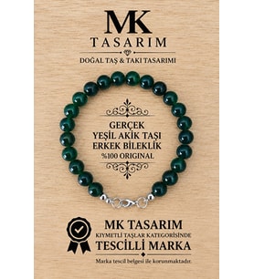 GERÇEK YEŞİL AKİK TAŞI ERKEK BİLEKLİK MK.8000.013- RAHATLIK-DİNGİNLİK-ENERJİ- STRES BİLEKLİĞİ-RENKLERİ BOYA DEĞİLDİR -KENDİ RENGİDİR