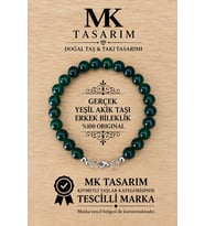 GERÇEK YEŞİL AKİK TAŞI ERKEK BİLEKLİK MK.8000.013- RAHATLIK-DİNGİNLİK-ENERJİ- STRES BİLEKLİĞİ-RENKLERİ BOYA DEĞİLDİR -KENDİ RENGİDİR