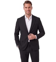 DeepSEA Erkek Siyah Slim Fit Likralı Gofre Kumaş Takım Elbise İpli Lastikli Pantolon 2602326