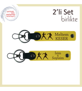 Güçlü Ruhlara, Yumruk ve Strateji Temalı, İsme Özel Kişiselleştirilebilir Anahtarlık, Sarı-Sarı