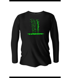 Monstar Energy Baskılı Uzun Kollu Bisiklet Yaka Erkek Siyah T-Shirt
