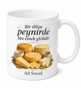 İsimli Peynir Kalıbı Desenli Peynirci Kupası Özel Tasarım Hediye Bardak