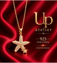 925 Ayar Gümüş İthal Zincirli Zirkon Taşlı Deniz Yıldızları Gold Model 40-45cm Ayarlanabilir