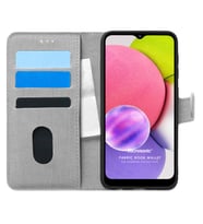 Microsonic Samsung Galaxy A03s Kılıf Fabric Book Wallet Gri