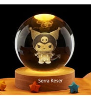 Kişiye Özel Işıklı Ahşap Kaideli Kuromi Cam Küre 8cm*6cm
