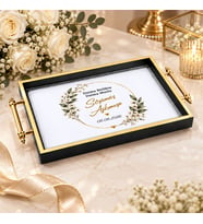 BK Gift Kişiye Özel Siyah&Gold Söz Nişan Tepsisi-5 - 39x23 cm