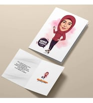 Kişiye Özel Başörtülü Annem Karikatürlü Tebrik Kartı