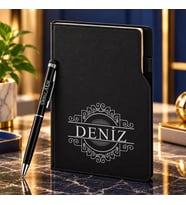 BK Gift Kişiye Özel 374 Termo Deri Tarihli Ajanda & Siyah Touch Pen Tükenmez Kalem-11