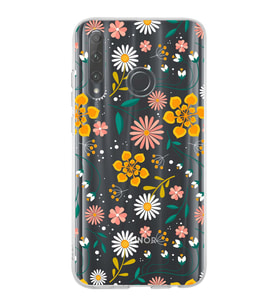 Huawei Honor 20 Lite Uyumlu Kapak Flowers Tasarımlı Şeffaf Silikon Kılıf