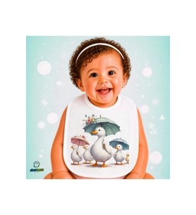 Ördek Ailesi Keten Bebek Mama Önlüğü – Yumuşak, Emici, Yıkanabilir, Özel Tasarım P143