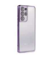 Galaxy S21 Kılıf Lensli Silikon - Mor