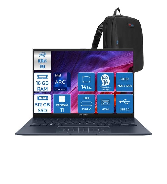 ASUS Zenbook 14 OLED Ultra 5 125H 16GB LPDDR5X 512GB SSD Intel Arc