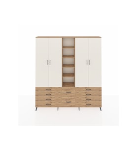Arges Dolap 9 Raflı 10 Çekmeceli 2 Askılı 220x30x243 Çam-Aytaşı/Çam
