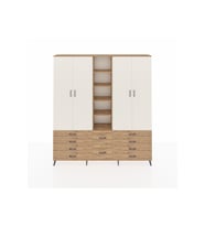 Arges Dolap 9 Raflı 10 Çekmeceli 2 Askılı 220x30x243 Çam-Aytaşı/Çam