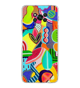 PrintiFy Poco X3 NFC ile Uyumlu Retro Color 6  Kamera Korumalı Şeffaf  Kılıf