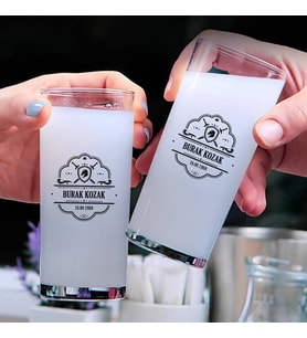 Kişiye Özel Doğum Günü Tarihli İkili Rakı Bardağı
