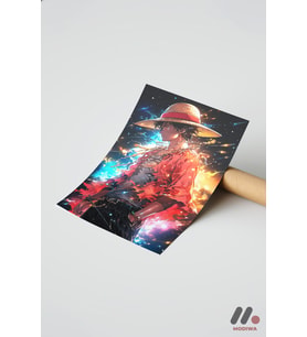One Piece Luffy Uzay Poster, Çerçevesiz Yüksek Kalite Duvar Afişi - Anime Severlere