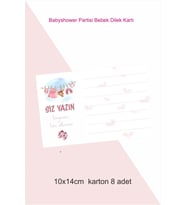 Babyshower Partisi Kız Bebek 8 Adet Bebek Dilek Kartı 10x14 cm Karton