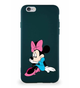 Apple iPhone 6 Soft Premier Kapak Minnie Mouse-E Tasarımlı Silikon Kılıf - Yeşil (Şeffaf)
